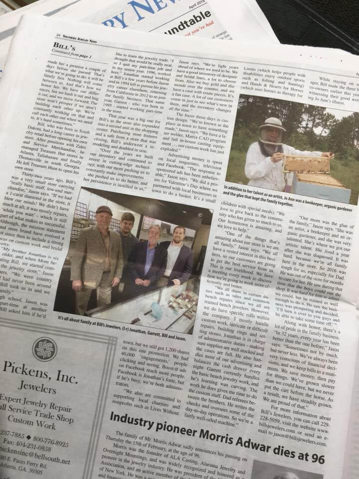 Bills Jewelers featured in a newspaper