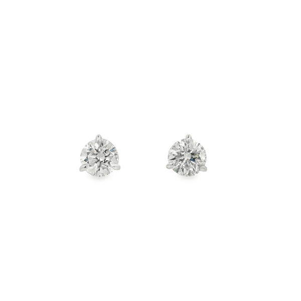 Classic Martini Style Platinum Round Brilliant 4.21ct Diamond Stud Earrings