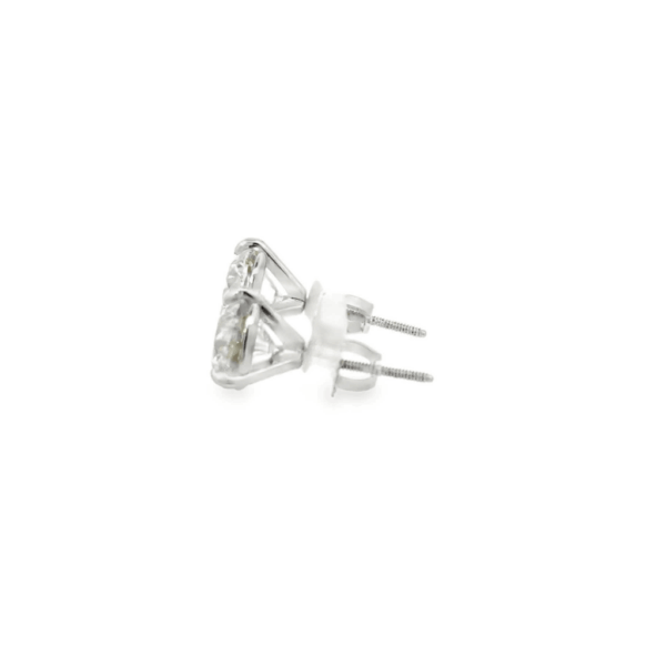 Classic Martini Style Platinum Round Brilliant 4.21ct Diamond Stud Earrings
