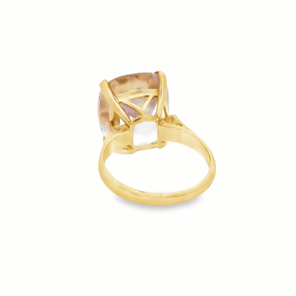 14k Gold Cocktail Ring with Light Pink Cushion-Cut Kunzite