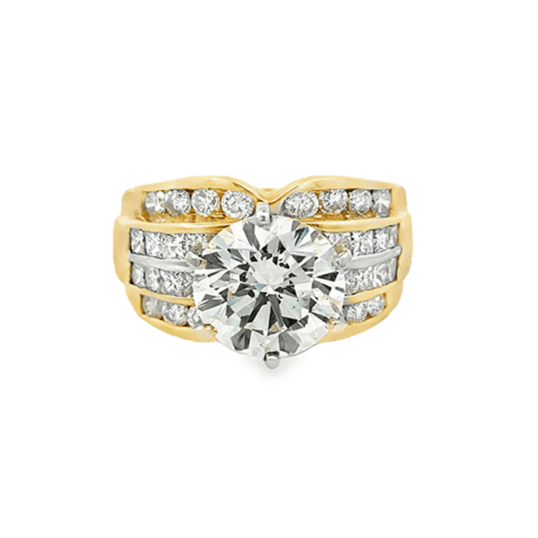 14k Yellow Gold 4.06ct Natural Round Brilliant Diamond Engagement Ring
