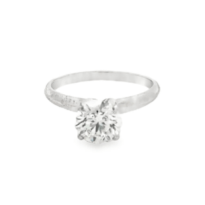 18k White Gold Solitaire Ring with Natural Round Brilliant Cut Diamond
